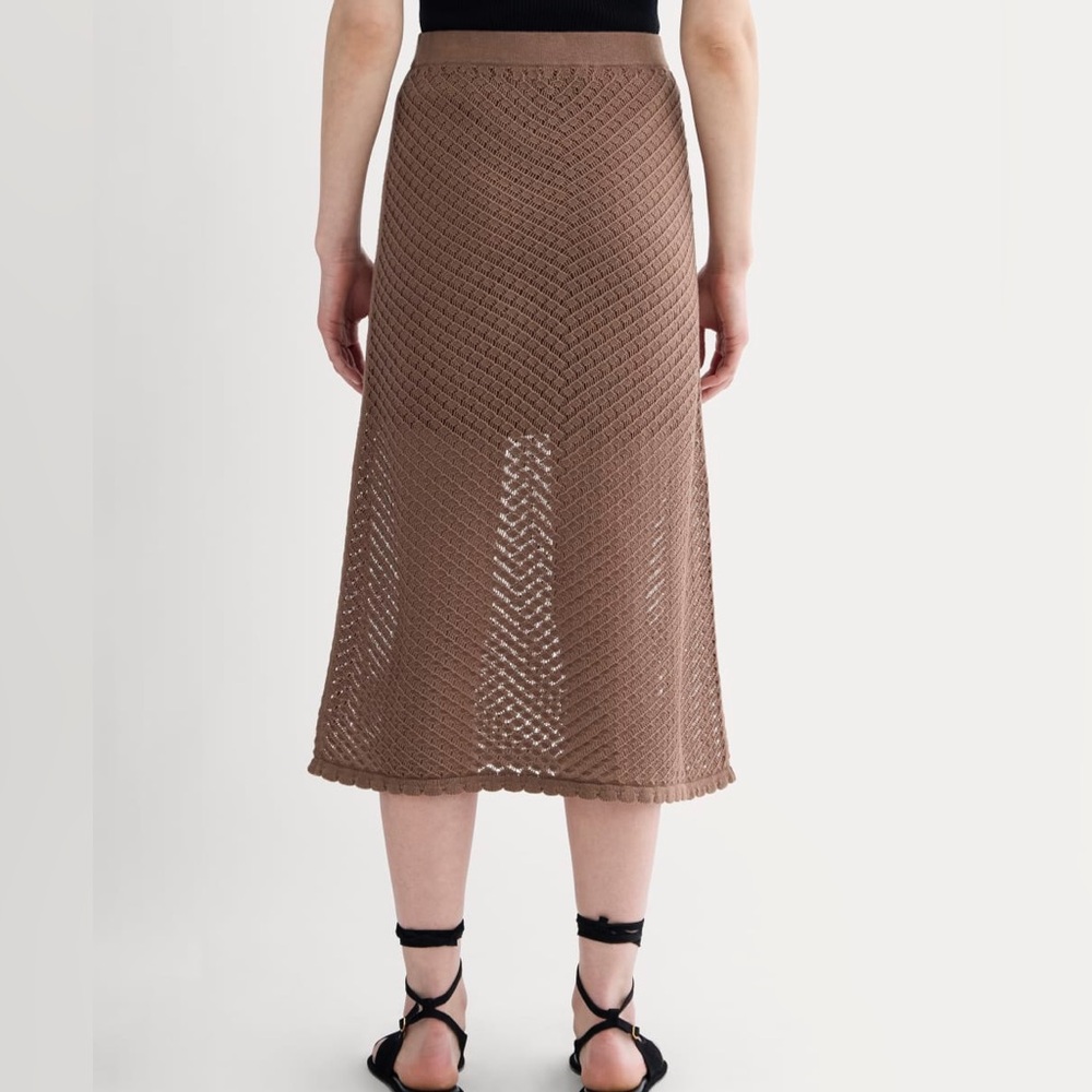 Everlane Lace Knit Brown Midi Skirt - Picture 2 of 7
